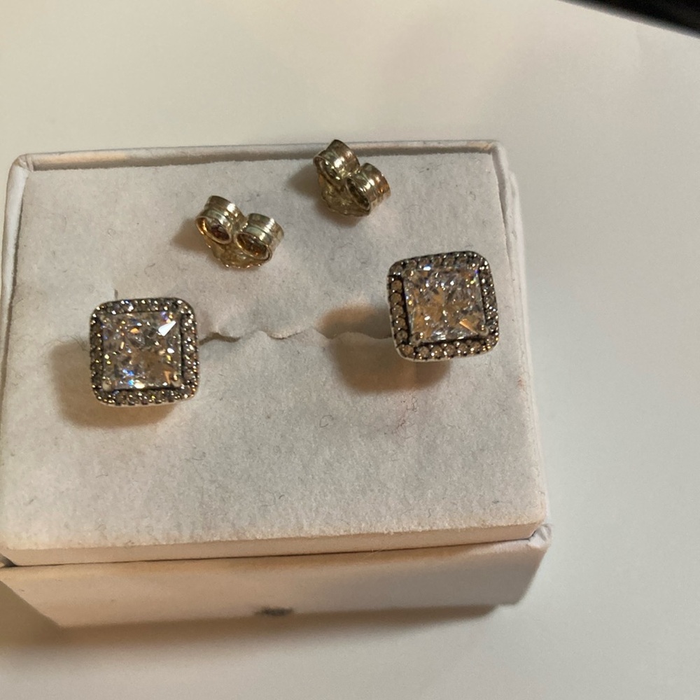 Pandora square sparkle 925 Earrings